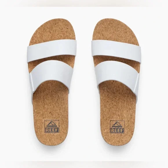 Reef Women's White and Tan Slide Sandals Size 8 - Picture 10 of 12